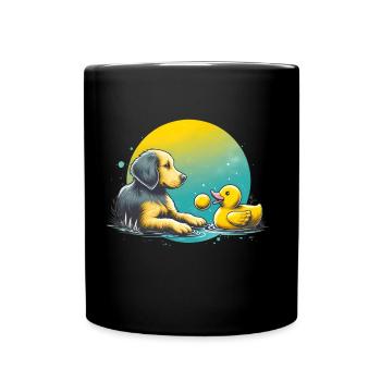 Rottweiler Puppy & Ducky Ducky: Best Buds - Full Color Mug - black - Front