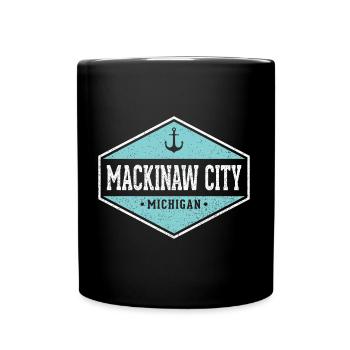 Mackinaw City Michigan Souvenir - Full Color Mug - black - Front