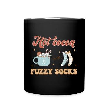 Hot Cocoa and Fuzzy Socks Cozy - Full Color Mug - black - Front