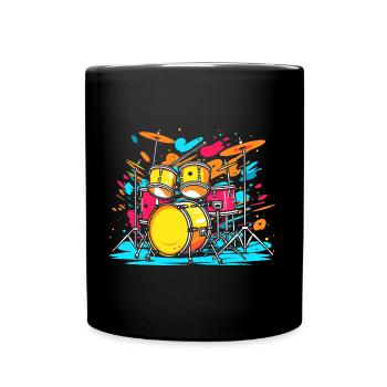 Drum Kit Portrait - Full Color Mug - black - Front