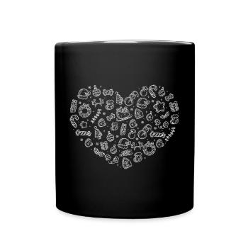 Heart of Snacks: Foodie Icon Collage - Full Color Mug - black - Front