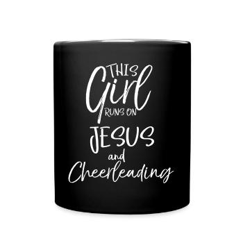 Cheerleader This Girl Runs On Jesus And Cheerleadi - Full Color Mug - black - Front