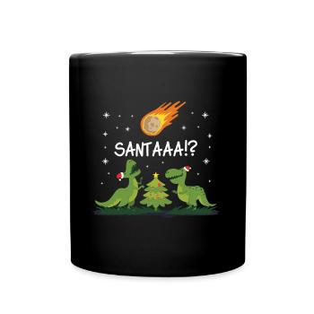 Christmas Dinosaur Meteor Santa Dino Design - Full Color Mug - black - Front