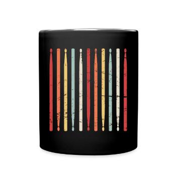 Retro Drumsticks Percussion Marching Band - Full Color Mug - black - Front