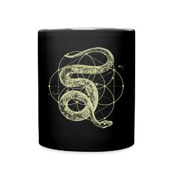Sacred Geometry Seed Of Life Snake - Full Color Mug - black - Front