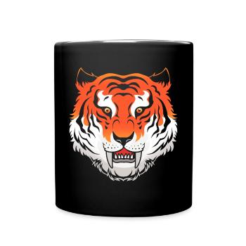 Prehistoric Smilodon Sabertooth Tiger Face - Full Color Mug - black - Front