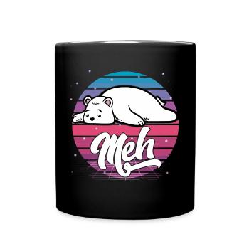 Aesthetic Vaporwave Japanese Otaku Meme Meh Polar - Full Color Mug - black - Front