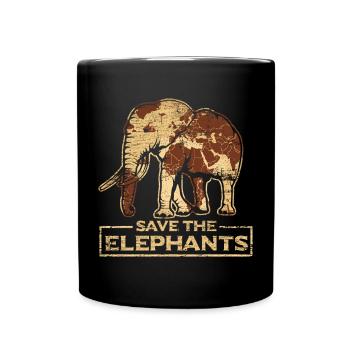 Save The Elephants Elephant - Full Color Mug - black - Front