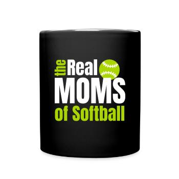 The Real Moms of Softball ,funny softball ,softbal - Full Color Mug - black - Front