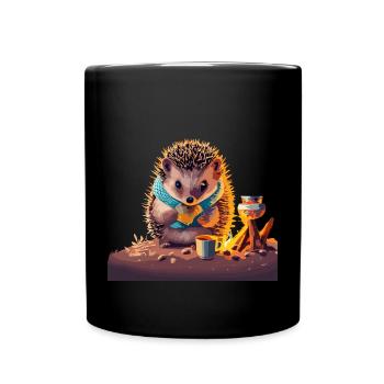 Campfire Hedgehog - Full Color Mug - black - Front