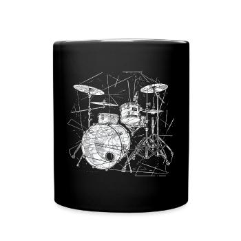 Drum Kit Graphic - Full Color Mug - black - Front