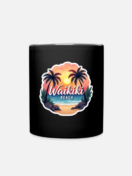 Waikiki Beach - Full Color Mug - black
