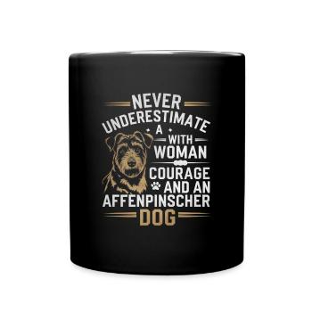 Never Underestimate a Woman with an Affenpinscher - Full Color Mug - black - Front