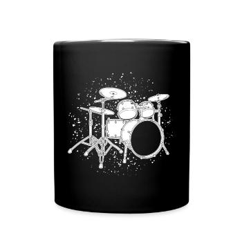 Drum Kit Drawing - Full Color Mug - black - Front