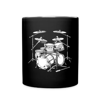 Drum Kit Graphic - Full Color Mug - black - Front