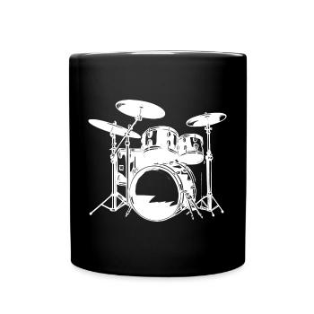 Drum Kit Drawing - Full Color Mug - black - Front
