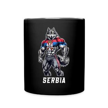 Serbia Wolf Bodybuilding Design - Full Color Mug - black - Front