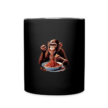 Enjoying monkey with spaghetti bolognese - Full Color Mug - black - Front