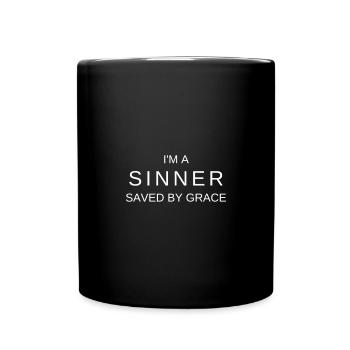 I'm a Sinner saved by Grace , Vector color change - Full Color Mug - black - Front