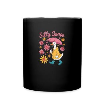 Silly Goose With Umbrella - Full Color Mug - black - Front