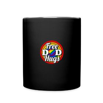 Free Dad Hugs Tshirt Rainbow LGBTQ Gay Pride - Full Color Mug - black - Front