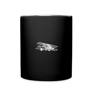 Flying Vintage Biplane Crate Illustration - Full Color Mug - black - Front