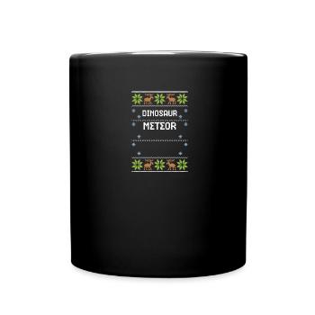 Dinosaur Meteor - Ugly Christmas - Full Color Mug - black - Front
