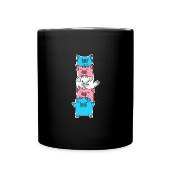 Trans Flag Pig Design for proud Trans People - Full Color Mug - black - Front