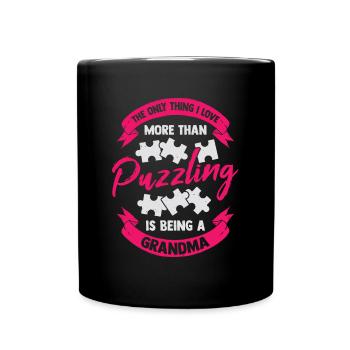 Jigsaw Puzzle Puzzling Grandma Gift - Full Color Mug - black - Front