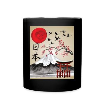 Japan Vintage Japanese Art Aesthetic - Full Color Mug - black - Front