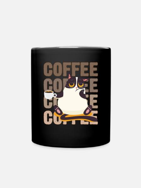Coffee Coffee Coffee Grumpy Cat Funny Coffee - Full Color Mug - black