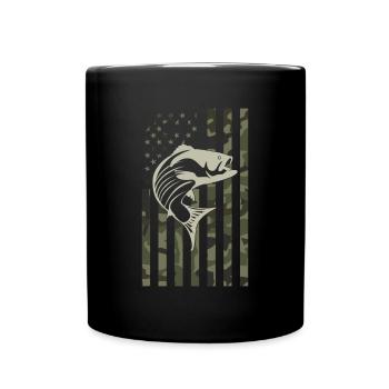 Vintage American Flag - Camo Fishing - Full Color Mug - black - Front