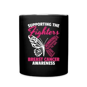 Supporting The Fighters Breast Cancer Awareness - Full Color Mug - black - Front