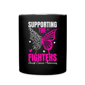 Supporting The Fighters Breast Cancer Awareness - Full Color Mug - black - Front