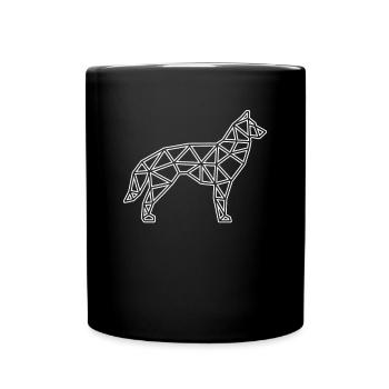 dog low poly - Full Color Mug - black - Front