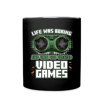Gaming god created video games gamer video gamer - Full Color Mug - black - Front