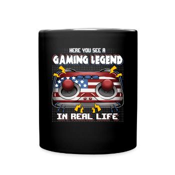 Gamer here you see a gaming legend in real life - Full Color Mug - black - Front