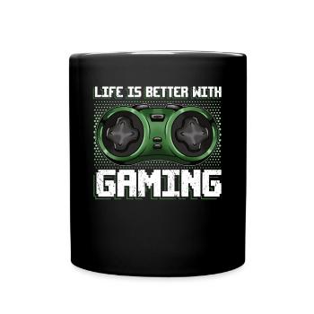 Gamer life better with gaming playing video game - Full Color Mug - black - Front