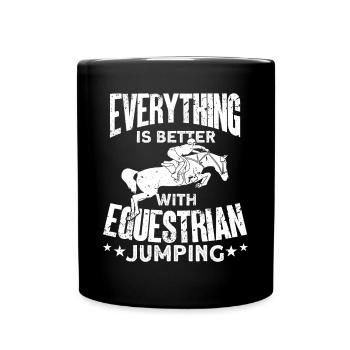 Everything Is Better With Equestrian Jumping - Full Color Mug - black - Front