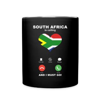 South Africa is calling South Africa Heart Flag - Full Color Mug - black - Front
