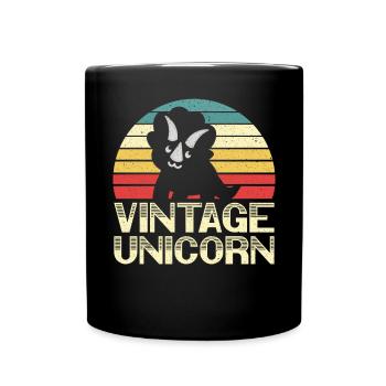 Vintage Unicorn Triceratops Dinosaur Prehistoric - Full Color Mug - black - Front