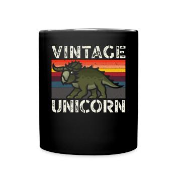 Vintage Unicorn Triceratops Dinosaur Prehistoric - Full Color Mug - black - Front