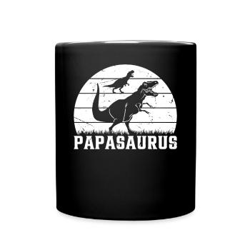 Papa Dino Papa Saurus Papa Dinosaur - Papasaurus - Full Color Mug - black - Front