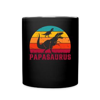 Papasaurus Papa Dinosaur - Papa Saurus Papa Dino - Full Color Mug - black - Front