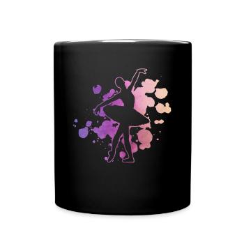 Female Ballet Dancer With Watercolors - Ballet - Full Color Mug - black - Front