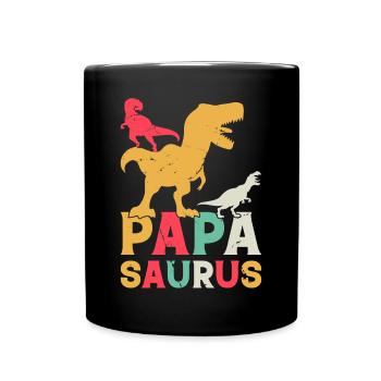 Papasaurus Papa Dinosaur - Papa Saurus Papa Dino - Full Color Mug - black - Front