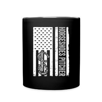 USA Flag Horseshoe Pitcher - Full Color Mug - black - Front