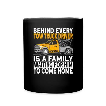Behind every tow truck driver - Full Color Mug - black - Front