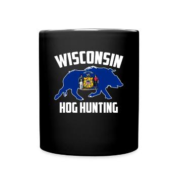Wisconsin Hog Hunting Pig Wild Boars Boar Hog Hunt - Full Color Mug - black - Front