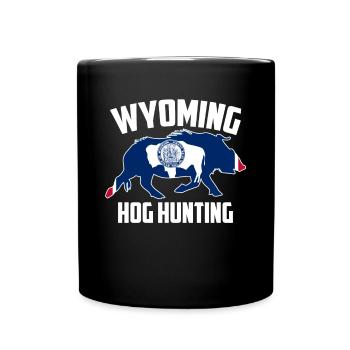 Wyoming Hog Hunting Pig Wild Boars Boar Hog Hunter - Full Color Mug - black - Front